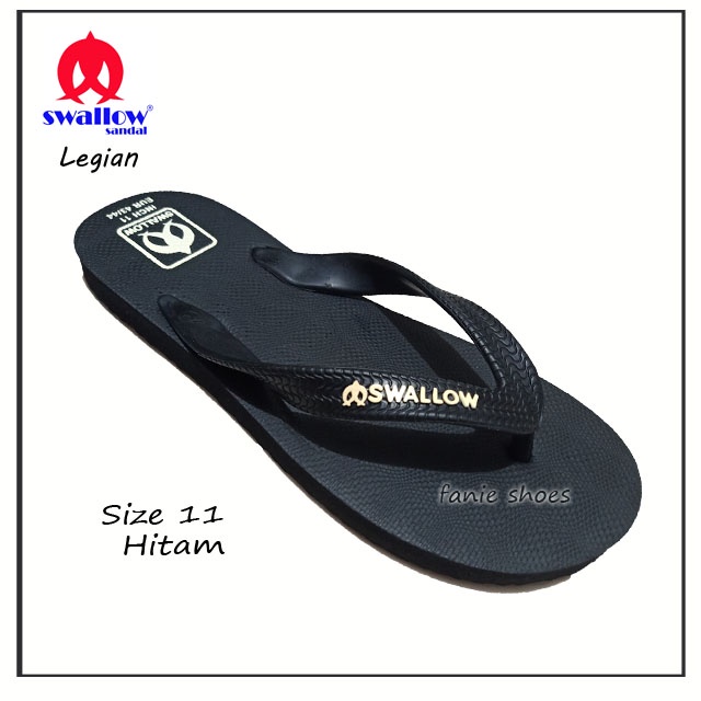 Swallow Legian Sandal Hitam Jepit Karet Pria Wanita 9.5 - 11 / Sandal Wudhu / Sandal Karet