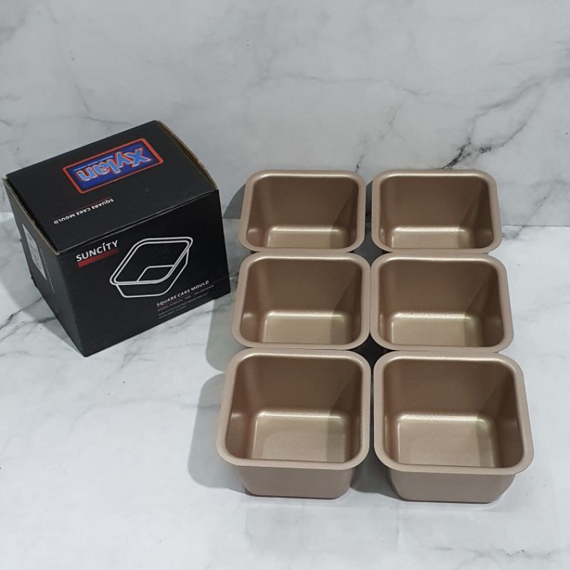 suncity mini square loaf pan set 6 pcs / loyang roti kecil