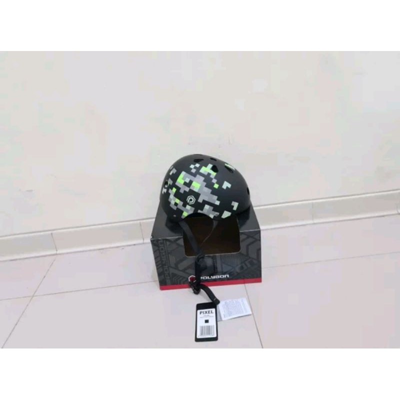 Helm Polygon PIXEL Size L Matt Grey Green Helmet  bike model batok