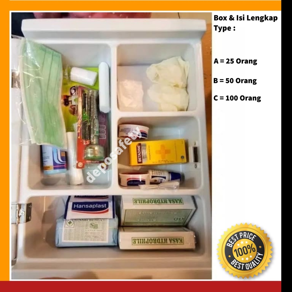 Kotak Obat P3K Plus Isi A - B - C Isi Lengkap Dengan Box Murah