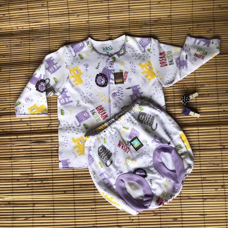 Pakaian Baju Bayi NewBorn IDO/Kaos Panjang/Kaos Pendek / Celana Kodok / Celana Buntu / Kaos Buntung