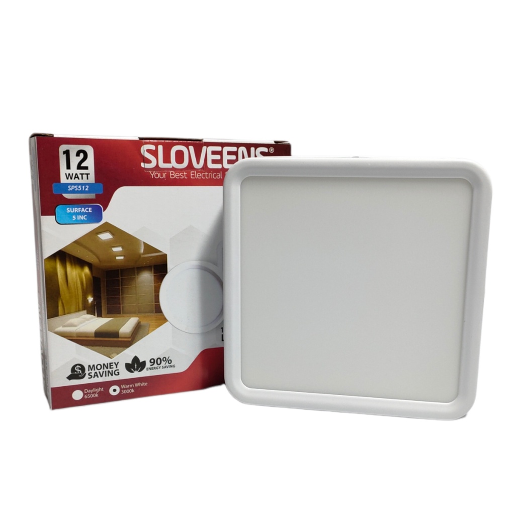 Sloveens Surface LED Panel Light Segi / LED Downlight OB Segi 12 Watt - Cahaya Putih &amp; Warm White