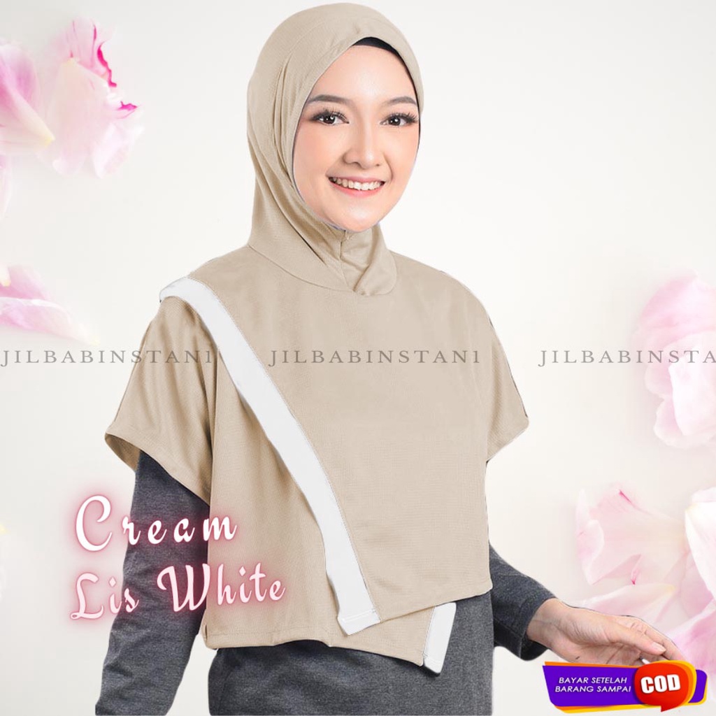 Jilbab Olah Raga Dry Fit- Hijab Sporty - Renang Olahraga Lari Senam Yoga Running Jogging Sepeda-CREAM WHITE