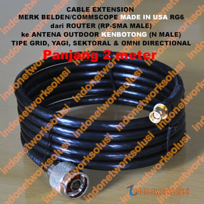 KENBOTONG CABLE KABEL COAXIAL EXTENSION ke ANTENA GRID SEKTORAL YAGI OMNI 2m