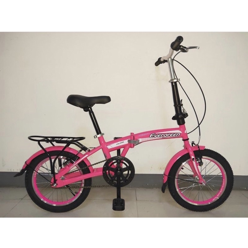 SEPEDA LIPAT EVERGREEN 16 INCH SINGLE SPEED WARNA PINK