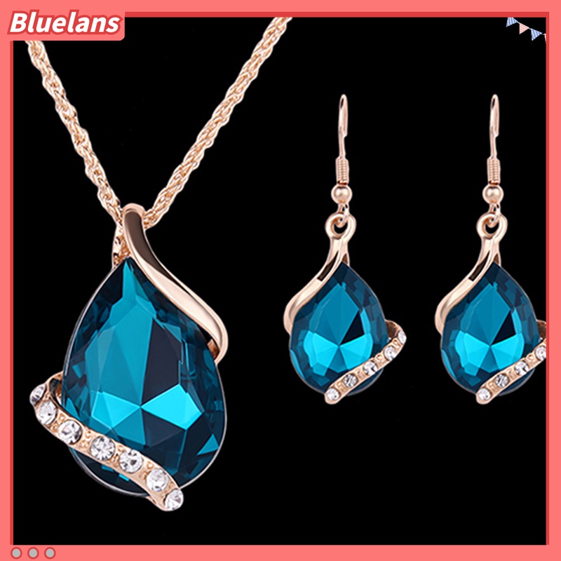 1 Set Kalung Rantai Choker Kristal Berlian Imitasi Berkilau Untuk Wanita