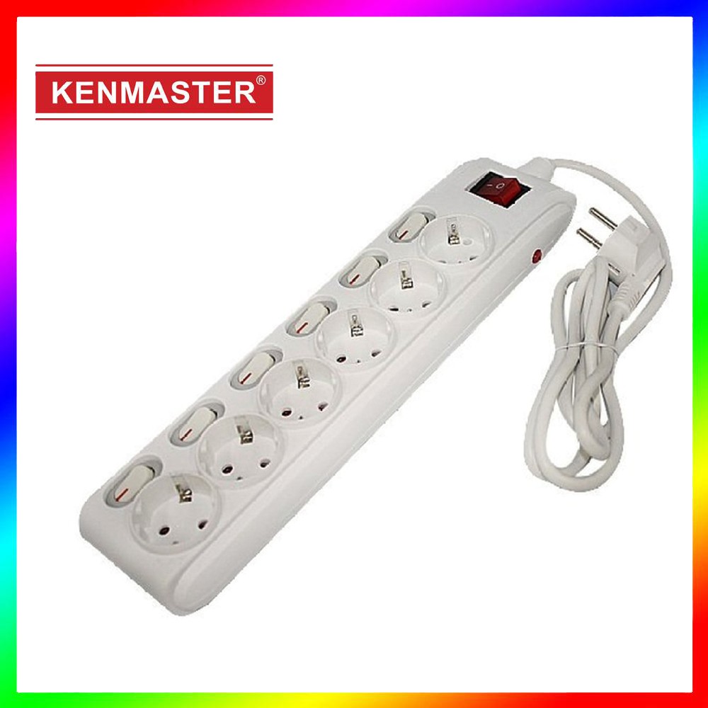 Kenmaster Stop Kontak 6  Lubang  Switch On oFF Colokan 