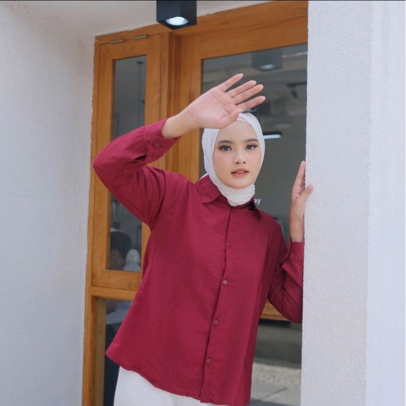 KEMEJA POLOS WANITA KEMEJA POLOS WANITA WOLFIS LENGAN PANJANG KEMEJA WANITA BASIC POLOS KEMEJA WANIT