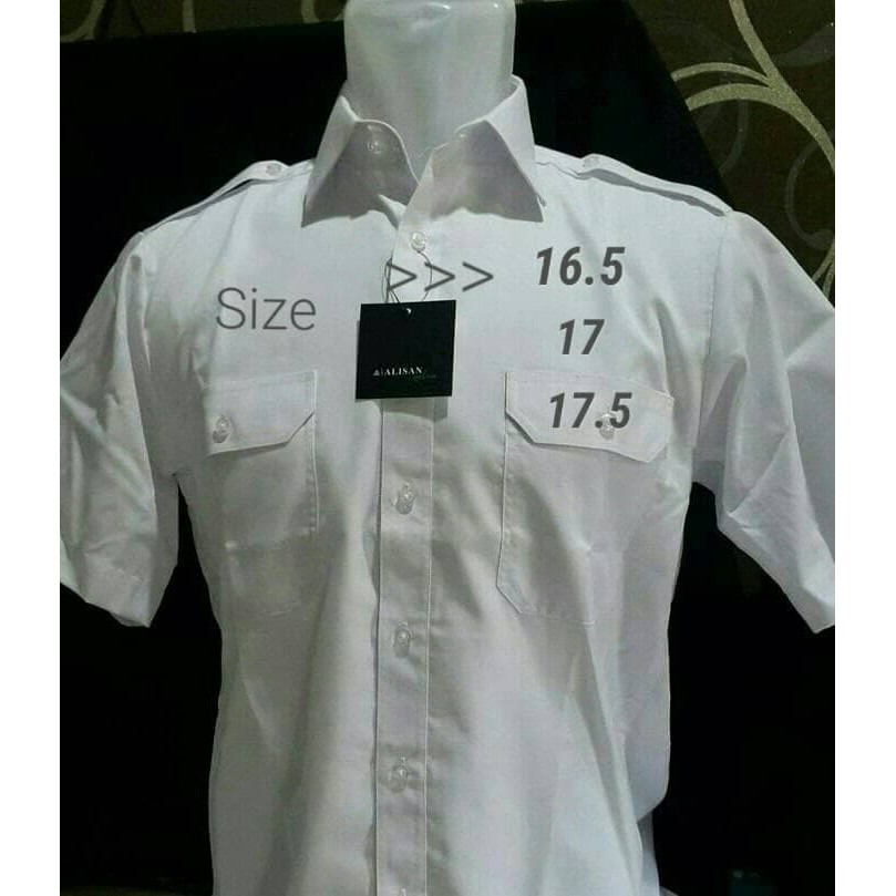 KEMEJA FORMAL  Kemeja Alisan putih lengan pendek /pangkat/BIG Size 16.5/17/17.5.  COC KATOO