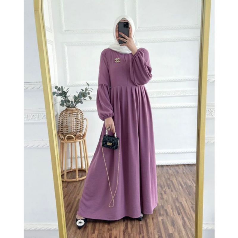 GAMIS POLOS BAHAN CRINCLE AIRFLOW TERBARU/FASHION MUSLIM TERKINI