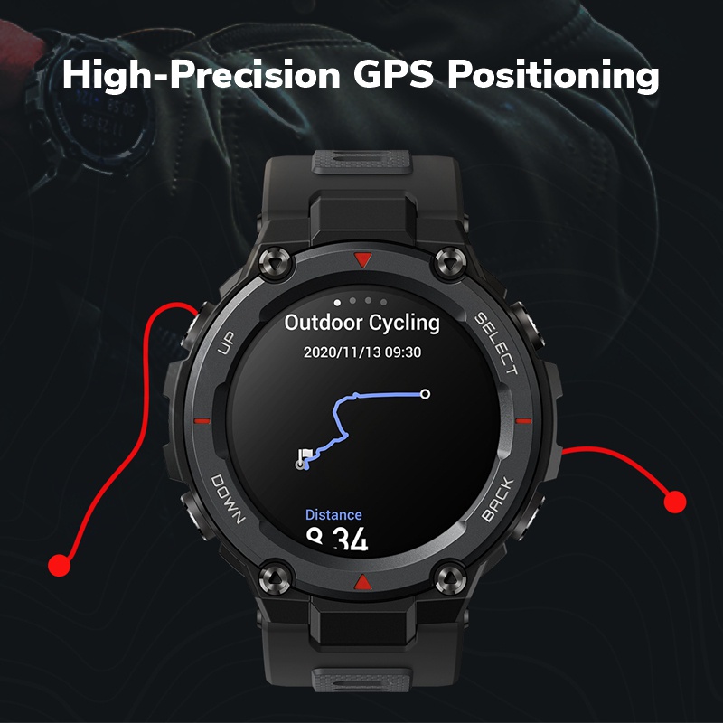 Amazfit T Rex Pro Smartwatch 1.3&quot; Amoled screen GPS 10 ATM waterproof 100+ Sports Modes 18 Day Battery Life digital jam tangan with SpO2