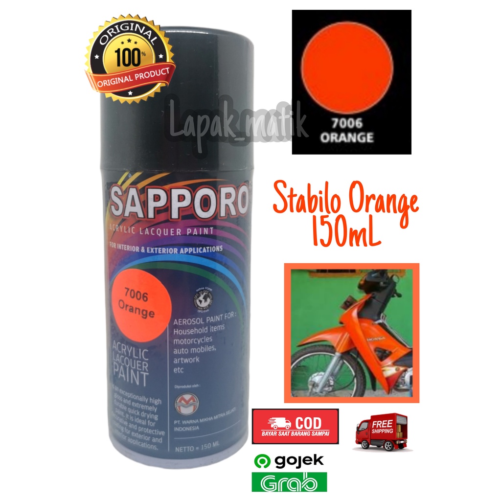 Pilok Sapporo Stabilo ORANGE 7006 150mL warna SKOTLITE ORANGE