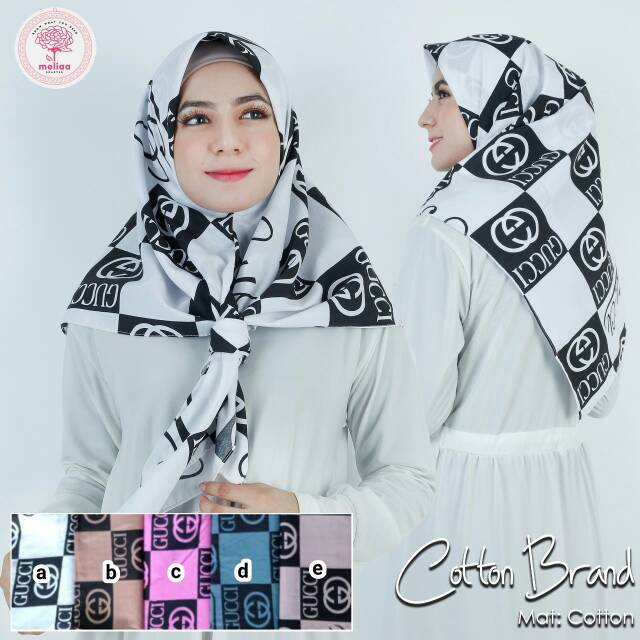 Segiempat Gucci Katun Branded. Jilbab Meliaa. Kerudung Segi4 Motif. Hijab