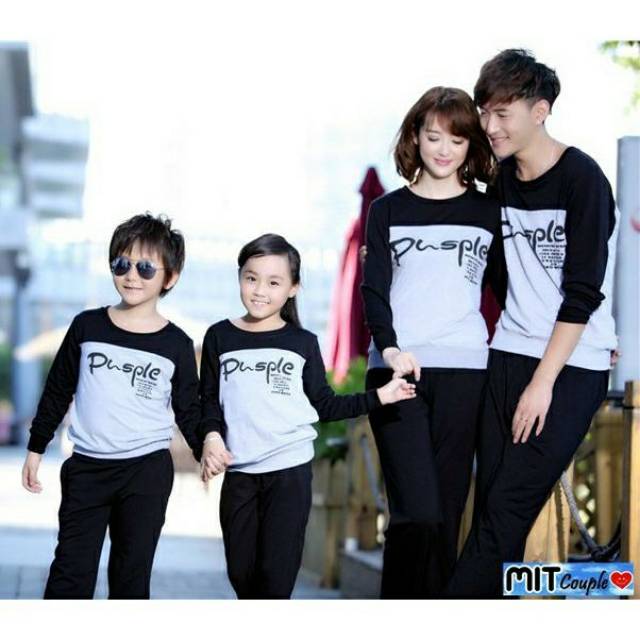 Kaos couple family 2 anak lengan panjang