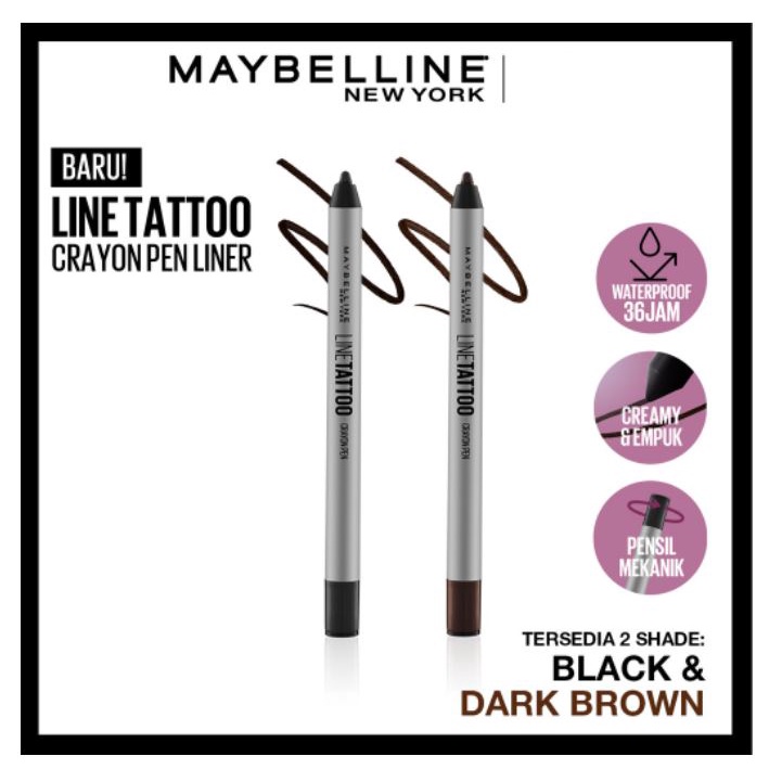 Maybelline Line Tattoo Crayon Pen Liner - Makeup Eyeliner Pensil