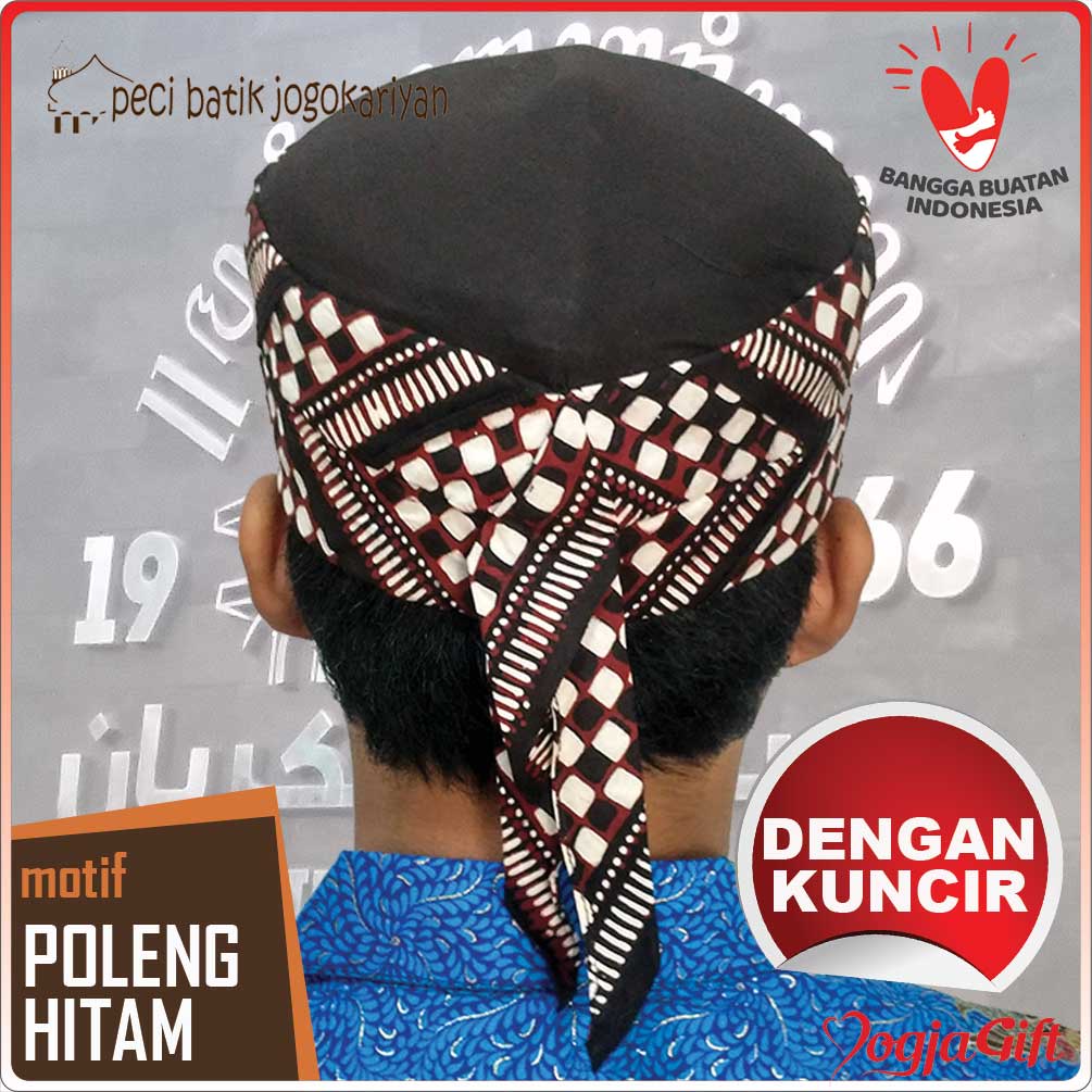 Peci Batik Jogokariyan Motif Poleng Hitam