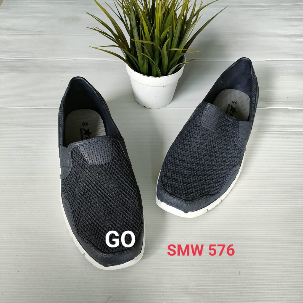 BB ATT SMW 576 &amp; SAF 1146 SEPATU KARET SLIP ON Sepatu Cowok Casual Empuk Tidak Lecet Ringan Tanpa Tali