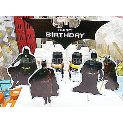 TUSUK BATMAN HAPPY BIRTHDAY CAKE KUE FIGURE TOPPER SUPERHERO HERO DC HIASAN ANAK ULTAH CARTOON KID