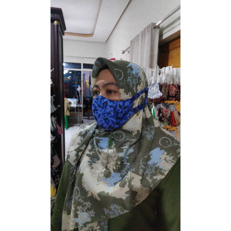 masker Batik Korpri tali hijab serut