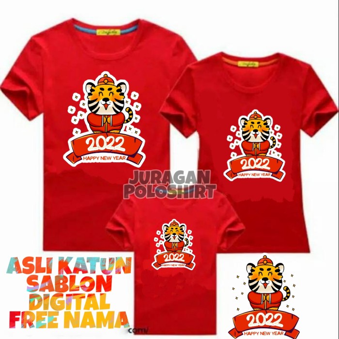 KAOS IMLEK 2022 TIGER-KAOS IMLEK FAMILY-KAOS UNISEX PRIA/WANITA-JRG20 - kaos distro imlek 2022