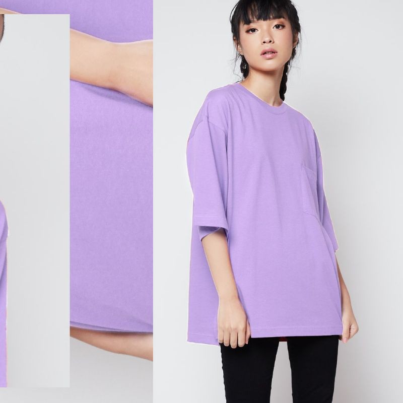 Oversized Shirt Unisex YnS Warna Ungu Lilac