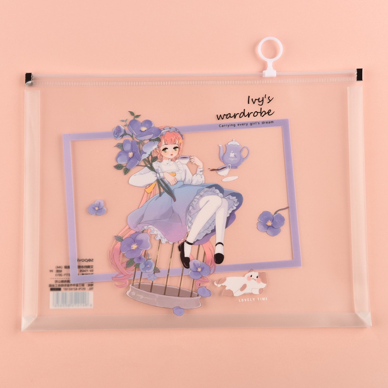 Map Plastik Import Zipper Lock Expanding File / Folder File Anime Princess