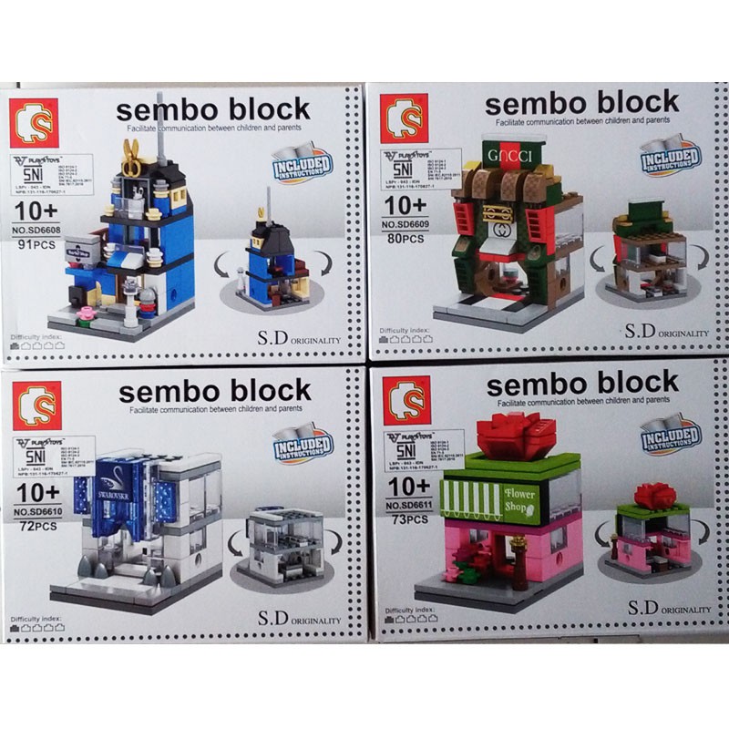 Sembo Block SD6608-11 Barber Shop Minifigure Set Isi 4
