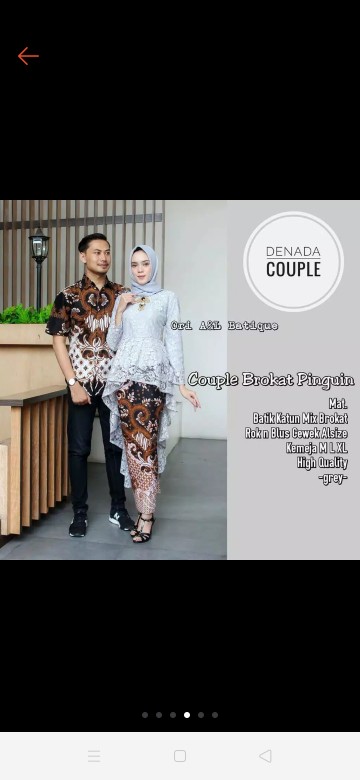 Couple Batik Pinguin Brokat Paris Denada Lengan Pendek