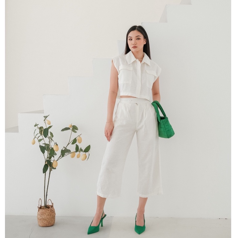 [TAVIA] GIANA SET / SETELAN WANITA / BAJU SET WANITA-White