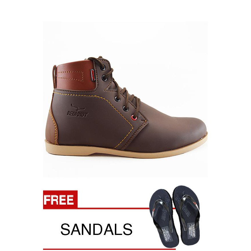 Sepatu Pria Sneakers Boot Santai Kampus Dan Kerja Redknot Radeo Brown / Sepatu Boots