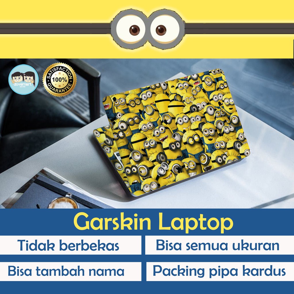 Garskin Laptop Stiker Anti Gores Full Body Minion Custom 10 12 13 14 15 inch Universal Untuk Semua M
