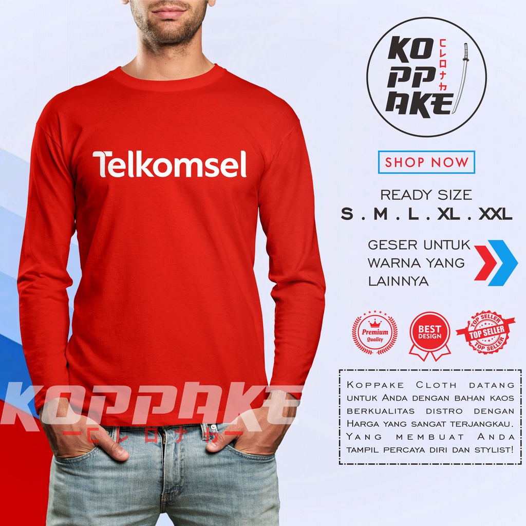 Kaos Telkomsel Logo Baru Lengan Panjang Baju Perusahaan