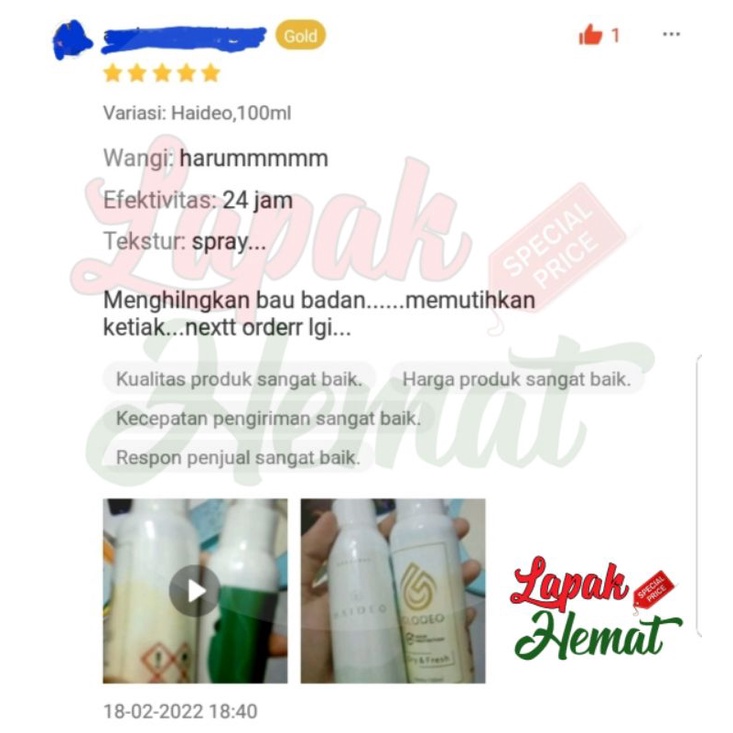 Haideo Deodorant Spray Original (BPOM)