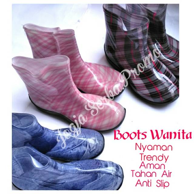 Sepatu Boots AP Wanita - Rainy Boots  - Sepatu Anti Air - Sepatu karet anti slip -Boot Wanita