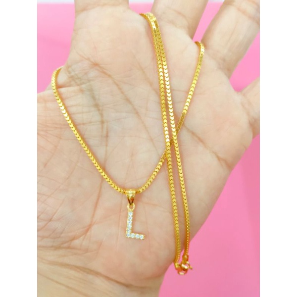 KALUNG MILANO DAN LIONTIN INISIAL L PERAK 925 LAPIS EMAS 24K