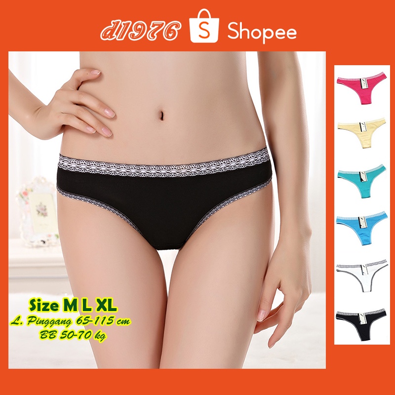 d1976 Sexy G String Celana Dalam CD Wanita Cewek GString Cewe Seksi Size M L XL Bahan Katun Model Se