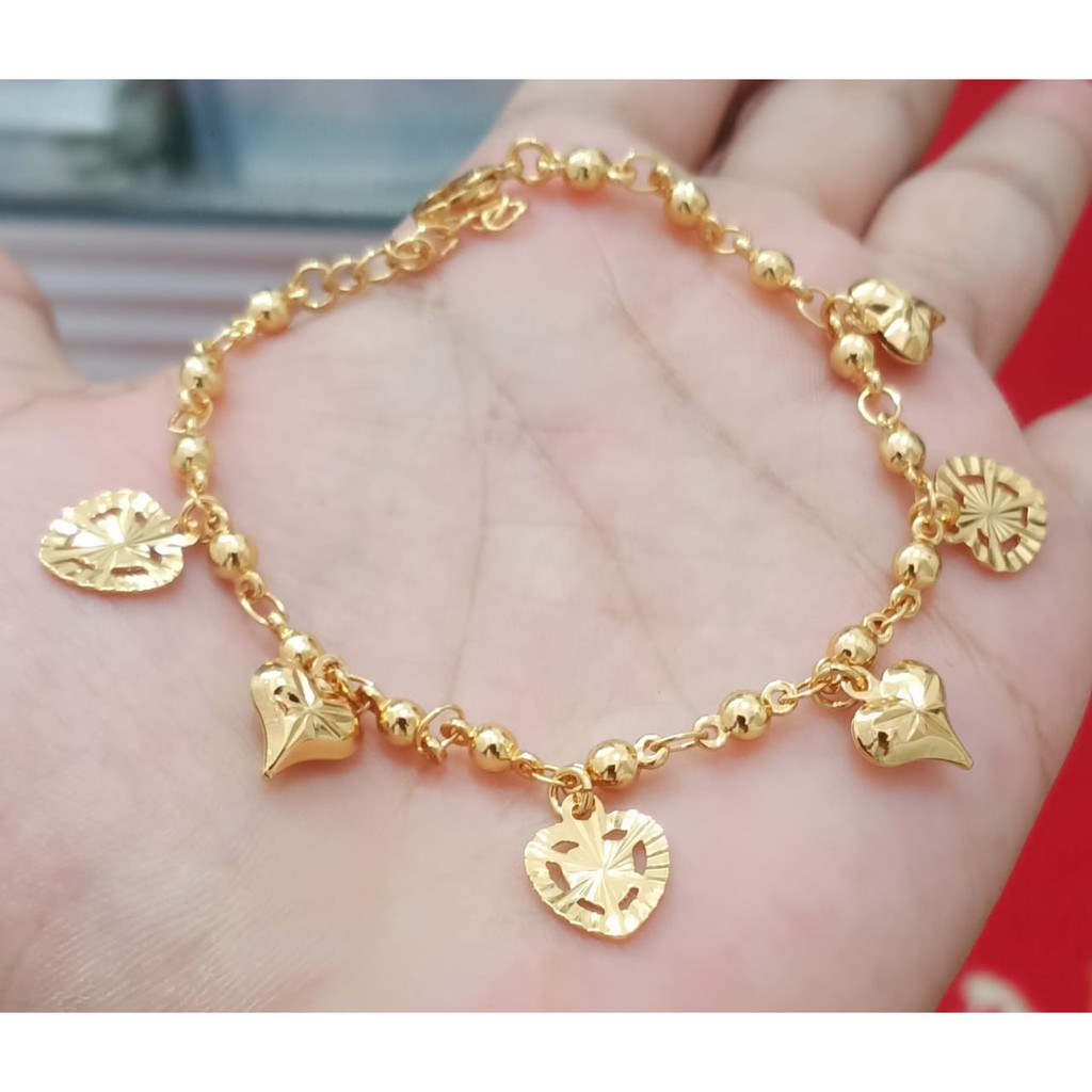 GELANG RANTAI LOVE TEMBAGA LAPIS EMAS