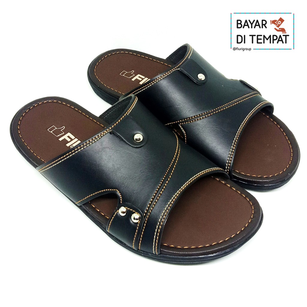 FIURI - Sandal Single Slip On - Sandal Pria - Sandal Casual - Sandal Pria Kulit - Sandal Pria Dewasa