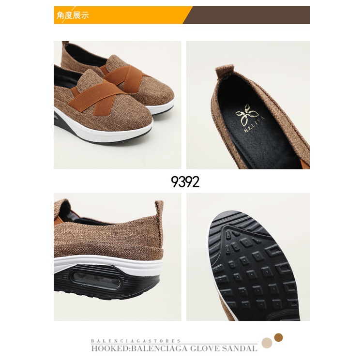 HELIVA LONDON Slip On Shoes Wedges Sol 4,5cm Bahan Canvas Rajut 9392 Original Brand Airmax Wedges