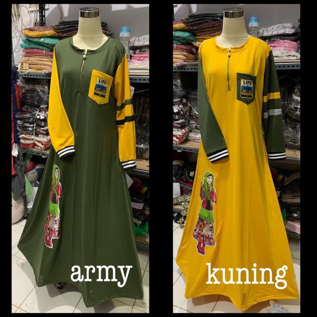 Gamis Mona Life Babyterry Jumbo Xxl Busui Saku List Aplikasi Girl Kantong Sporty Muslimah
