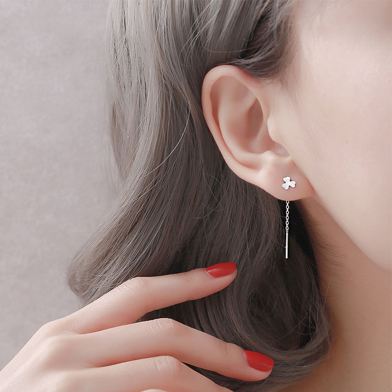 Anting Tusuk Sterling Silver 925 Model Clover Gaya Korea Untuk Wanita