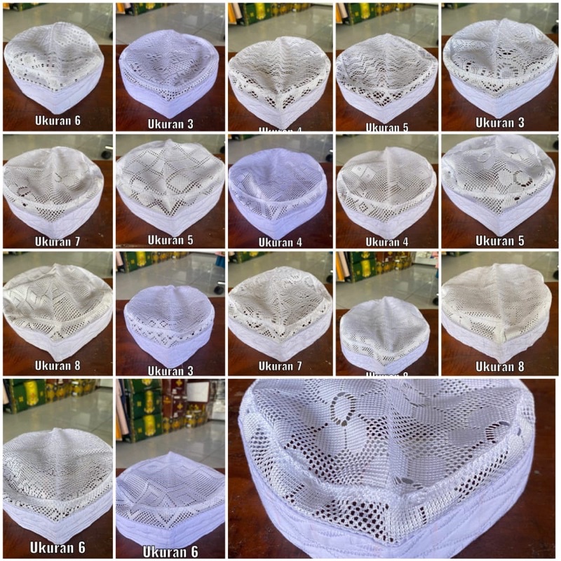 Peci hajir marawis / peci rajut / peci putih / kopiah / kopyah / songkok