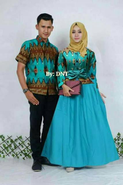 Sarimbit Batik Anggun Couple Sania Mawar ruffle - Warna Ungu, Tosca, pink, Biru, Kuning - M - L -XL