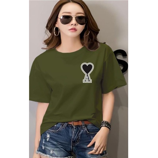 Kaos wanita Love A Baju lengan pendek wanita Kaos Distro wanita Atasan Wanita