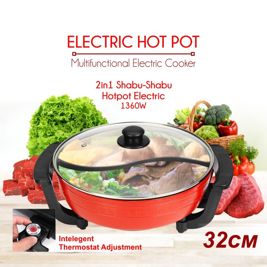 Hotpot Panci Electrical Elektrik Shabu Sukiyaki Grill Double Hot Pot Kuah Bakso Mandarin Restaurant