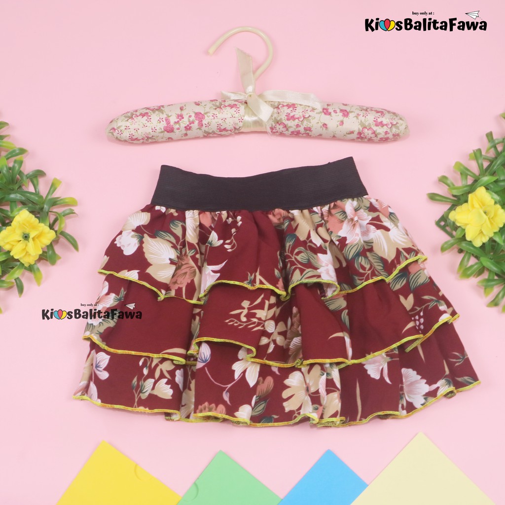 Rok Tumpuk Motif uk 1-9 Tahun / Skirt Pendek Polos Lucu Grosir Cewek Rok Anak Perempuan Cewek Murah babycinnamon