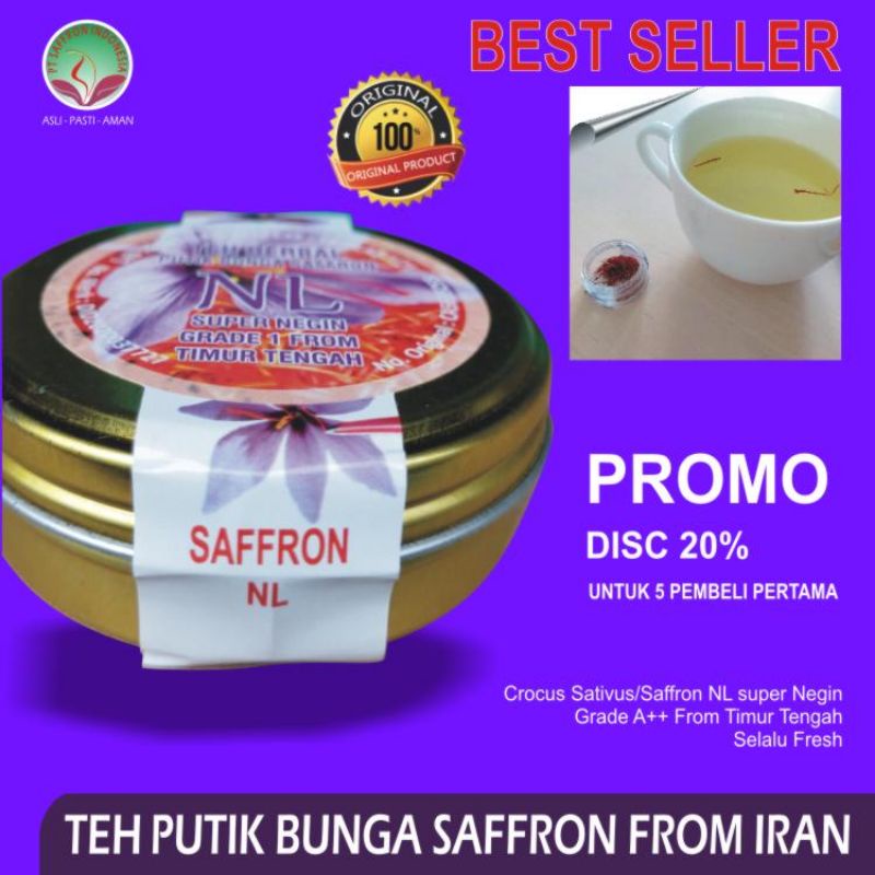 

NL SAFFRON IRAN 0.5 gr - Teh Putik bunga safron asli Iran - penghambat penuaan dini dan keriput pada lingkaran mata