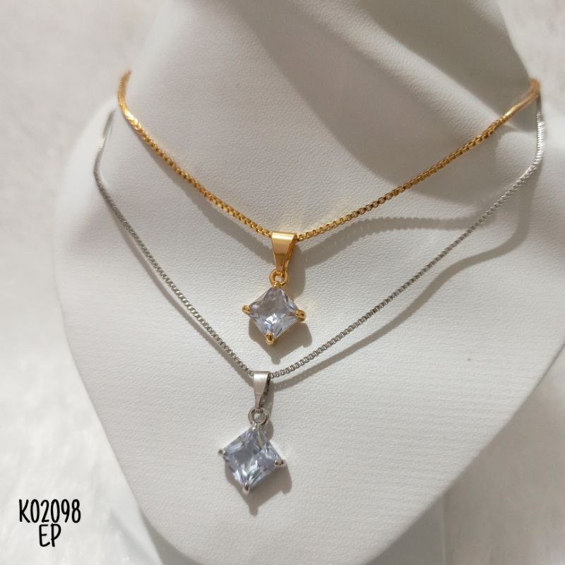 Kalung Fashion Rhodium Mata Zircon Simple K02098