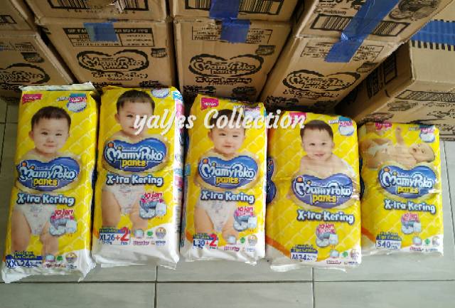 Mamypoko L XL XXL - L30/28 - XL26 - XXL24 popok xtra kering hemat momypoko pempers bayi diapering baby