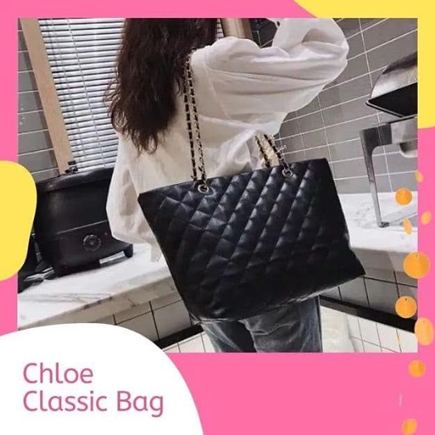 CHLOE CLASSIC BAG Black - Tote Bag - Shoulder Bag - Tas wanita Best Seller